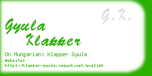 gyula klapper business card